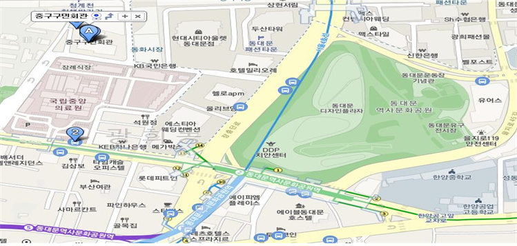 중구 구민회관 약도